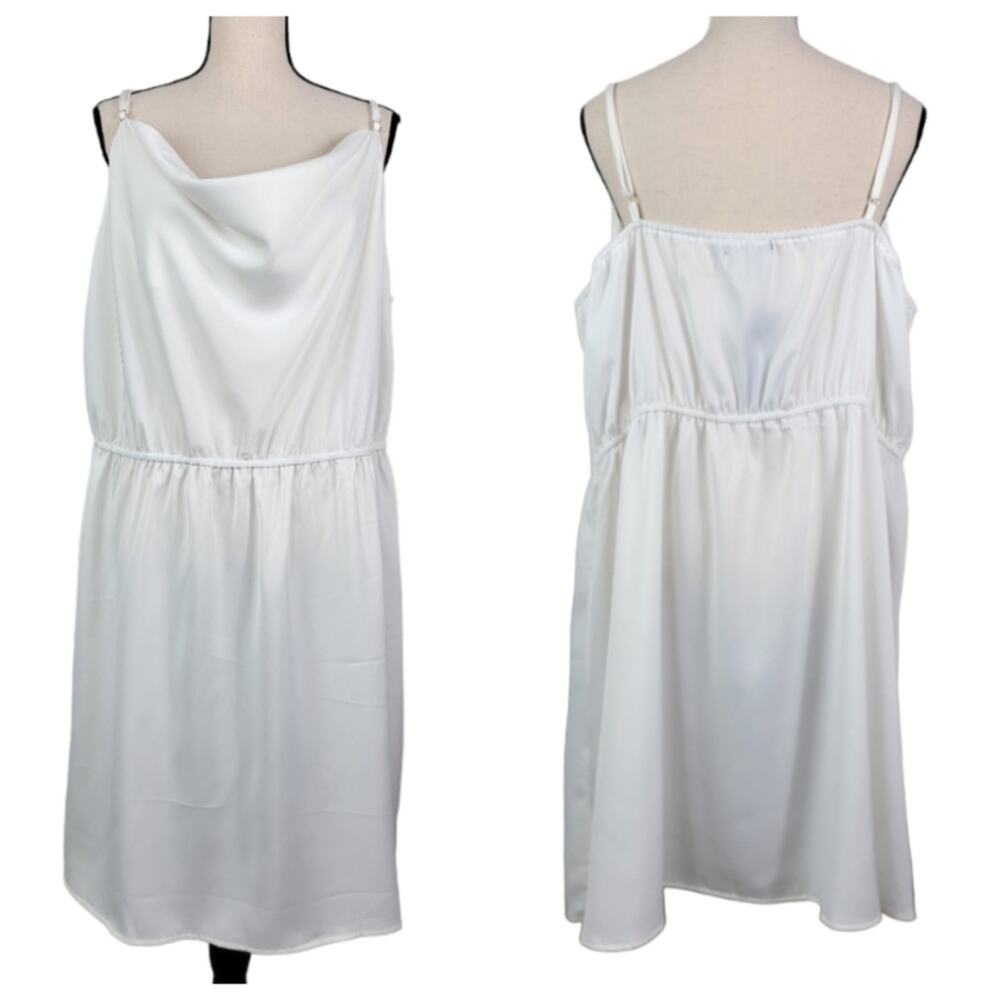 Nasty Gal‎ Satin Your Dreams Camisole Cowl Neck Mini Dress in White Plus Size 20